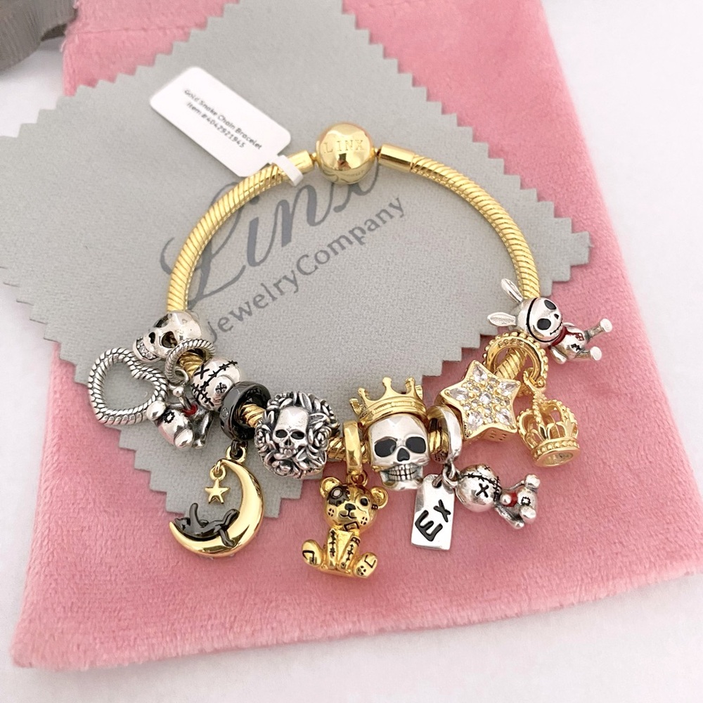 Linx Yellow Gold Bracelet with Skull Themed Charms